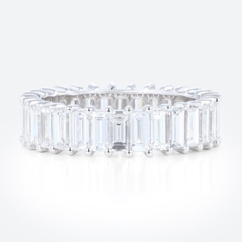 3.6ctw Baguette Cut Lab Grown Diamond Eternity Wedding Band Architectural Stacking Ring in White Gold