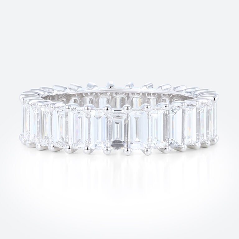 3.6ctw Baguette Cut Lab Grown Diamond Eternity Wedding Band Architectural Stacking Ring (1)