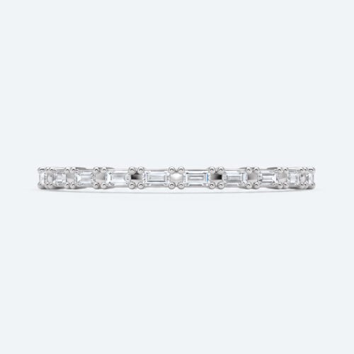 Baguette Cut Lab Grown Diamond Half Eternity Wedding Band Glistening Lines Stacking Ring