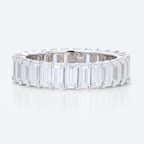 Baguette Cut Wedding Ring 18k White Gold Women's Eternity Ring