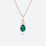 Emerald Pendant Necklace Lab Diamond Vintage Pendant Necklace