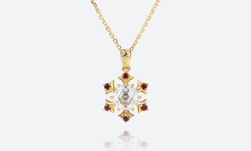 Hexagon Cut Women's Pendant Necklace Yellow Gold Lab Grown Diamond Pendant Necklace