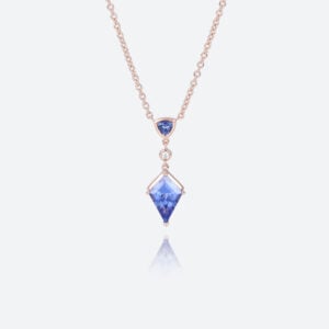 Sapphire Necklace Kite Cut Lab Gold Sapphire Necklace Pendant
