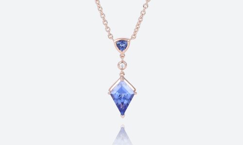 Sapphire Necklace Kite Cut Lab Gold Sapphire Necklace Pendant