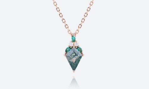 Multi Gemstone Necklace Moss Agate Mum Necklace Rose Gold