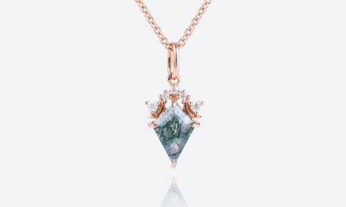 Agate Gemstone Necklace Kite Cut Rose Gold Pendant Necklace