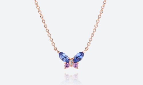 Gemstone Necklace​ Rose Gold Necklace Lab Pink Sapphire Necklace