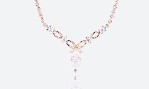 Lab Diamond Pendant Necklace Rose Gold Necklace for Women