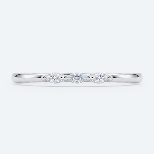 Marquise Cut Lab Grown Diamond Three-Stone Wedding Band Chic Simplicity Stacking Ring