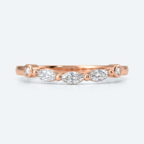 Marquise & Round Cut Lab Grown Diamond Curved Wedding Band Sophisticated Charm Stacking Ring