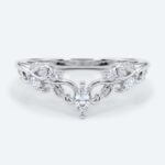Marquise & Round Cut Lab Grown Diamond Curved Wedding Band Vintage-Inspired Stacking Ring (5)