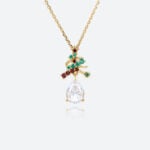 Lab Created Diamond Necklaces Yellow Gold Christmas Gifts for Girls