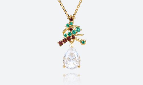 Lab Created Diamond Necklaces Yellow Gold Christmas Gifts for Girls