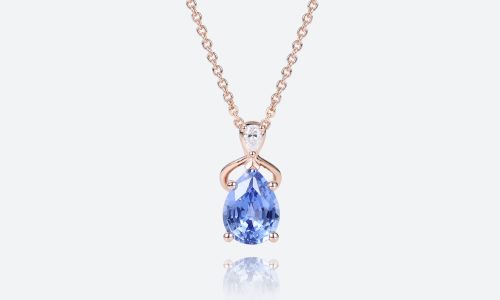 Raindrop Sapphire Necklace Rose Gold Pendant Necklace for Women