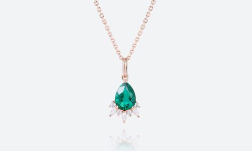 Emerald Diamond Necklace Birthstone Necklace for Mom