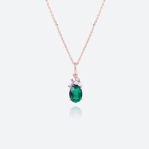 Emerald Necklace Gold​ Oval Cut Multi Color Gemstone Necklace