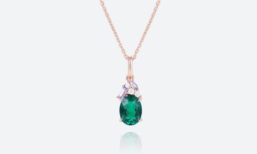 Emerald Necklace Gold​ Oval Cut Multi Color Gemstone Necklace