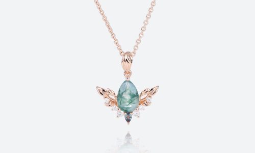 Rose Gold Necklaces Pendant Moss Agate Necklace Heavenly Wings