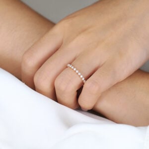 Round Cut Lab Diamond 1.8MM Eternity Wedding Band Infinity Wave Stacking Ring