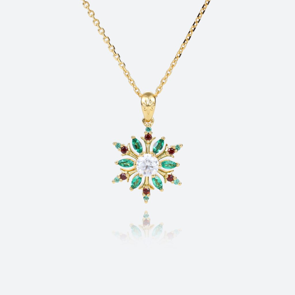 Round Cut Lab Diamond Necklace 14k Yellow Gold Necklaces Color Gemstone Necklace