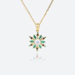 Round Cut Lab Diamond Necklace 14k Yellow Gold Necklaces Color Gemstone Necklace