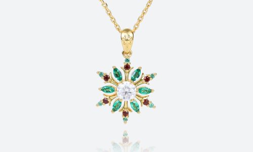 Round Cut Lab Diamond Necklace 14k Yellow Gold Necklaces Color Gemstone Necklace
