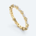 Round & Marquise Cut Lab Grown Diamond Wedding Band Vintage Milgrain Stacking Ring (4)