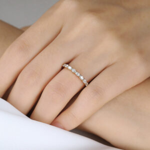 Lab Grown Oval Diamond Ring 14k Yellow Gold Half Eternity Ring
