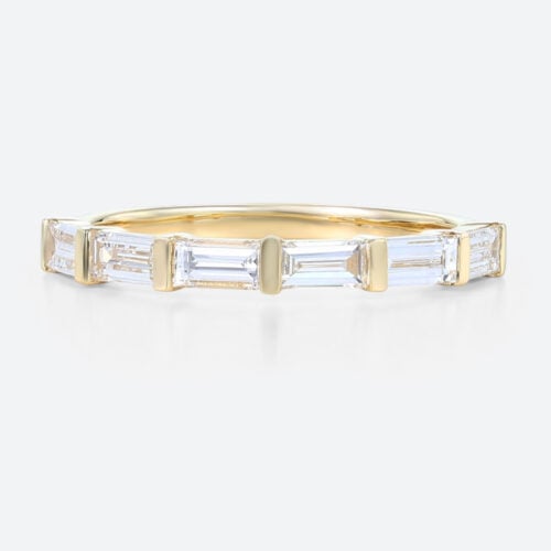 0.68ct Lab Diamond Eternity Ring 18K Baguette Cut Stacking Ring in Yellow Gold