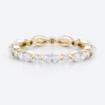 0.8ctw Round & Marquise Cut Lab Grown Diamond Full Eternity Wedding Band Classic Stacking Ring in Yellow Gold