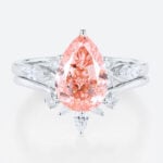 3ct Fancy Pink VS+ Pear Cut Lab Grown Pink Diamond Classic Cluster 6-Prong Bridal Ring Set (4)