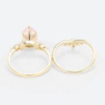 3ct Fancy Pink VS+ Pear Cut Lab Grown Pink Diamond Classic Cluster 6-Prong Bridal Ring Set (7)