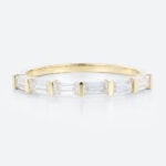 Baguette Cut Lab Diamond Ring 10k Yellow Gold Ring Stack