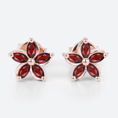 Birthstone Floral Earring for Mom Stud Earrings with Petal Design