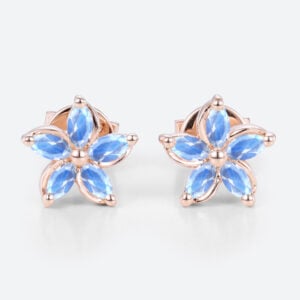 Marquise Cut Birthstone Floral Earring Stud Earrings with Petal Design moonstone earring