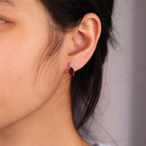 Pear Cut Birthstone Earring Crossed Charm Stud Earrings