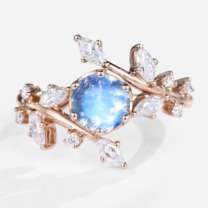 Round Cut Birthstone Branching Beauty Engagement Rings Bypass Bridal Ring