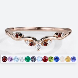 Birthstone Stackable Rings Unique Curved Wedding Bands