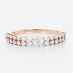 Double Row Wedding Ring​ Rose Gold Round Lab Diamond Ring