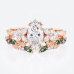 Diamond Bridal Ring Sets​ Marquise Lab Diamond Ring with Wedding Band