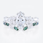 Diamond Bridal Ring Sets​ Marquise Lab Diamond Ring with Wedding Band