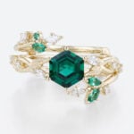 Emerald Rings Gold Rings Set Vintage Engagement Ring Enhancer