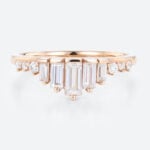 Art Deco Ring Baguette Cut Ring Rose Gold Women's Engagement Rings