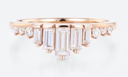 Art Deco Ring Baguette Cut Ring Rose Gold Women's Engagement Rings
