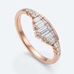 Baguette & Round Cut Lab Growan Diamond Wedding Band Art Deco Stacked Rings