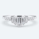 Baguette & Round Cut Lab Growan Diamond Wedding Band Art Deco Stacked Rings