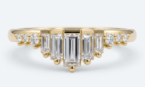 Baguette & Round Cut Lab Growan Diamond Wedding Band Art Deco Stacked Rings
