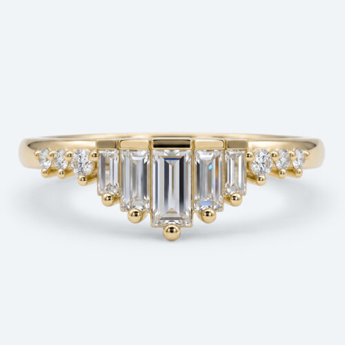 Baguette & Round Cut Lab Growan Diamond Wedding Band Art Deco Stacked Rings