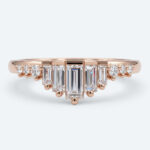 Baguette & Round Cut Lab Growan Diamond Wedding Band Art Deco Stacked Rings