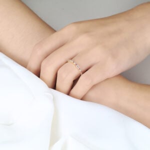 Ruby and Lab Diamond Ring 0.24ctw Stacking Unique Wedding Bands in Yellow Gold